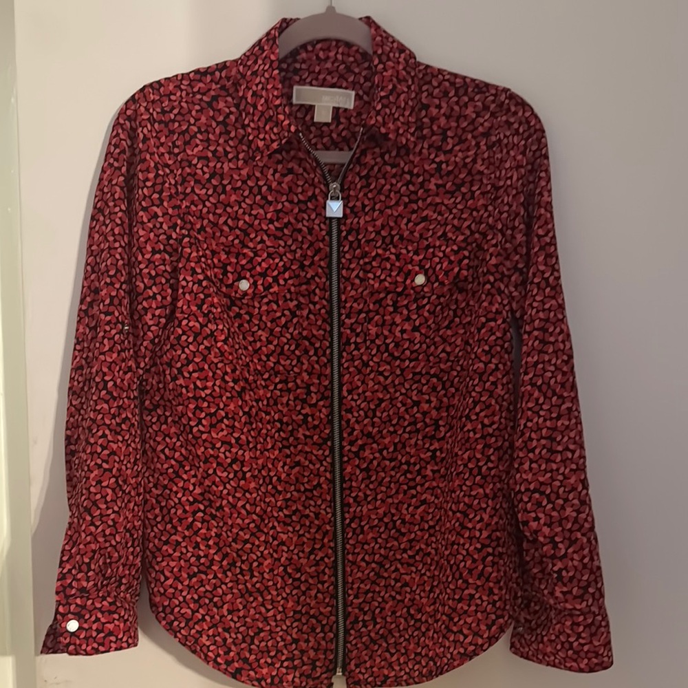 Michael Kors Black and Red Heart Pattern Top
